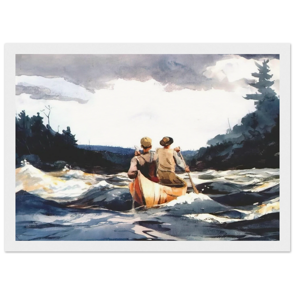 CANOE IN THE RAPIDS Framed Poster | Winslow Homer Framed Prints Wall Art | Winslow Homer Store