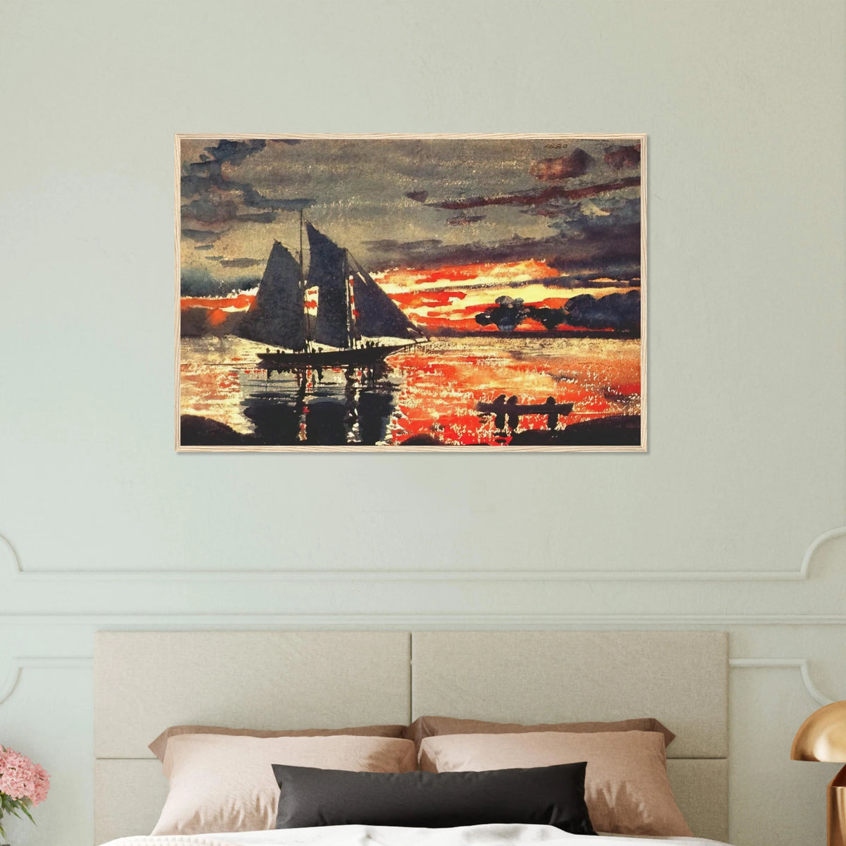 SUNSET FIRES Framed Poster | Winslow Homer Framed Prints Wall Art | Winslow Homer Store