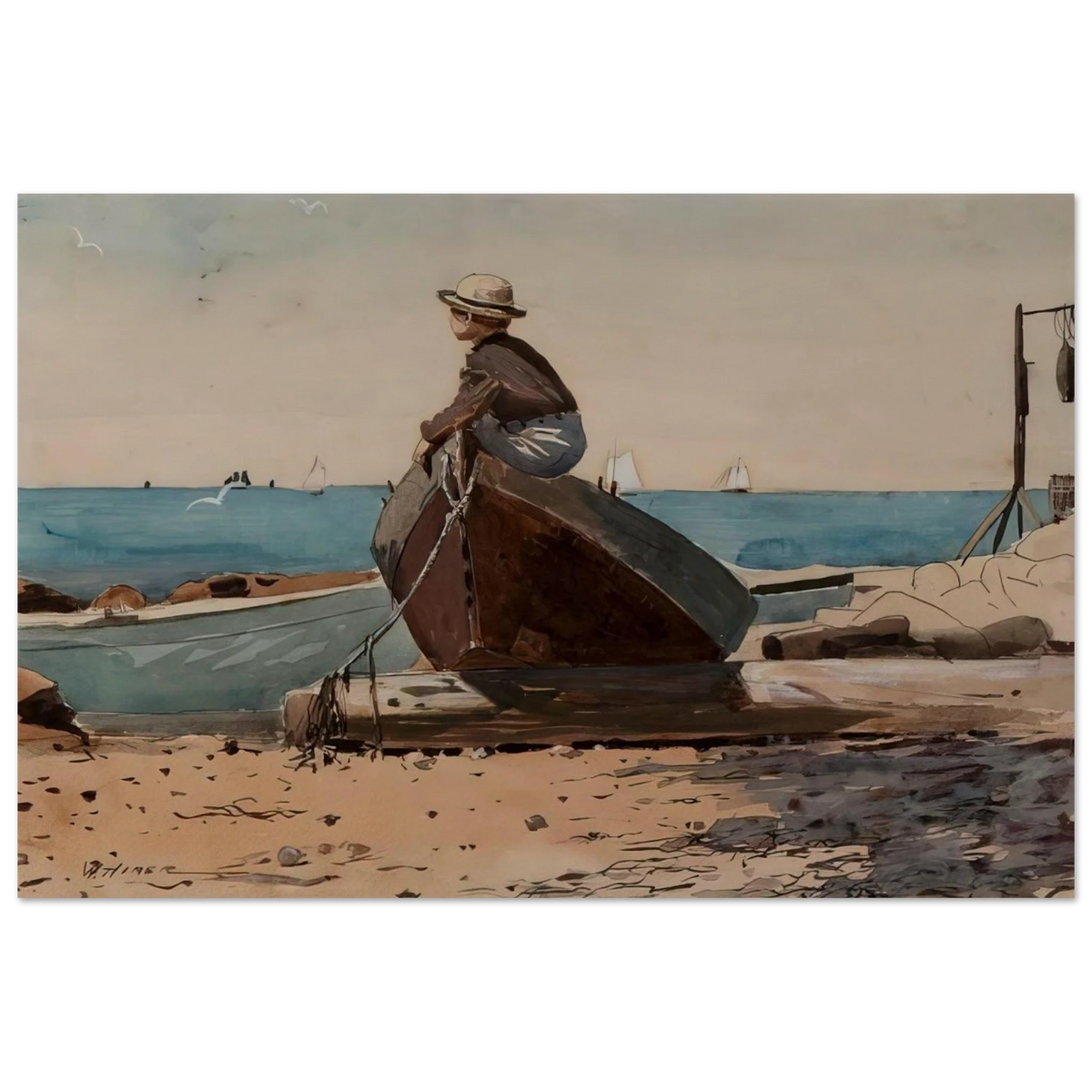 WAITING FOR DAD Poster | Winslow Homer Poster | Winslow Homer Store