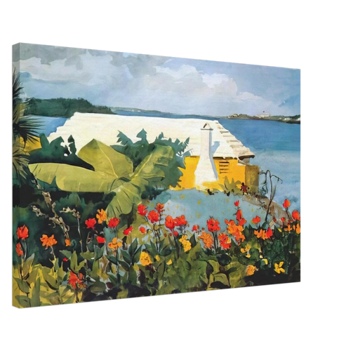 FLOWER GARDEN AND BUNGALOW BERMUDA Canvas | Winslow Homer Canvas | Winslow Homer Store