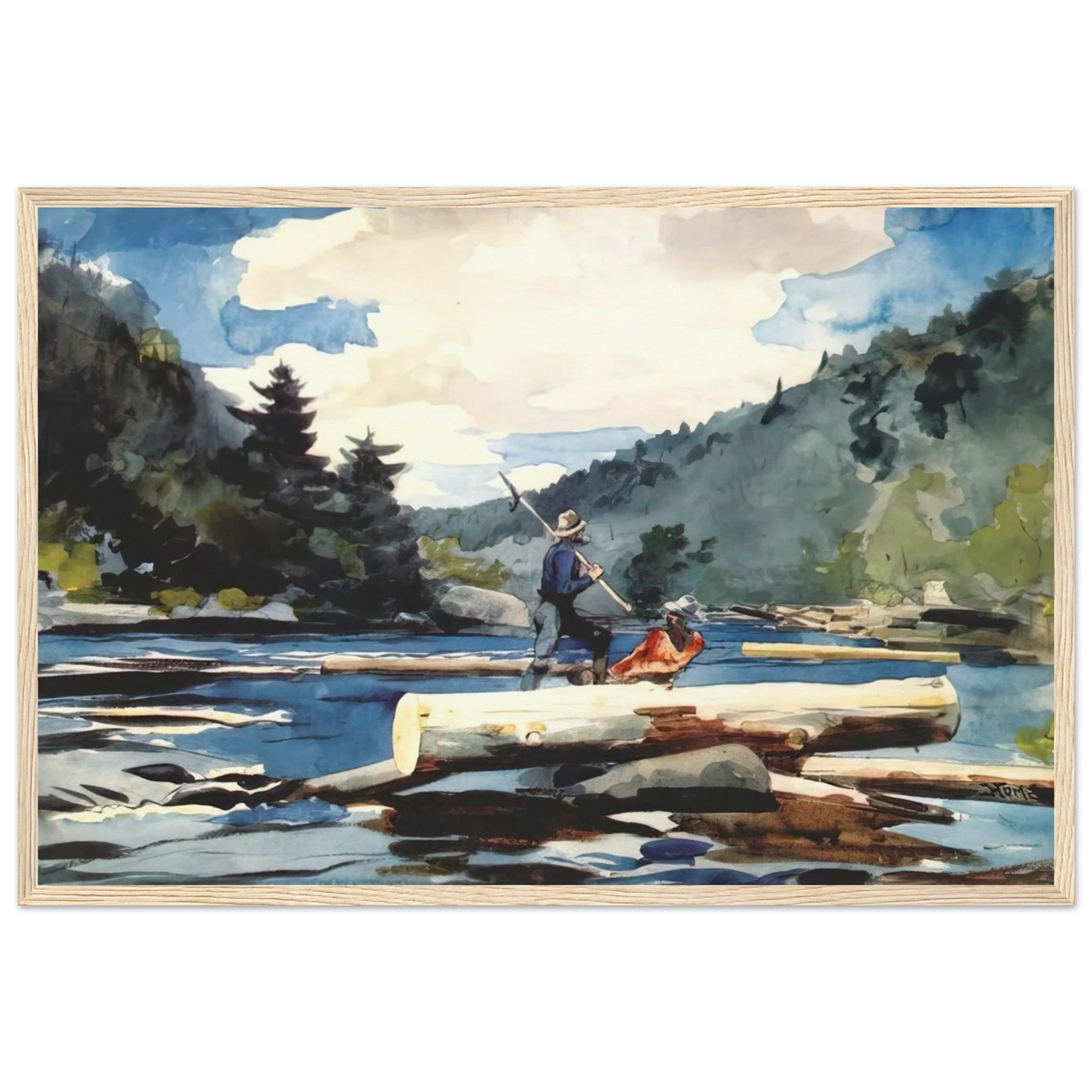 HUDSON RIVER LOGGING Framed Poster | Winslow Homer Framed Prints Wall Art | Winslow Homer Store