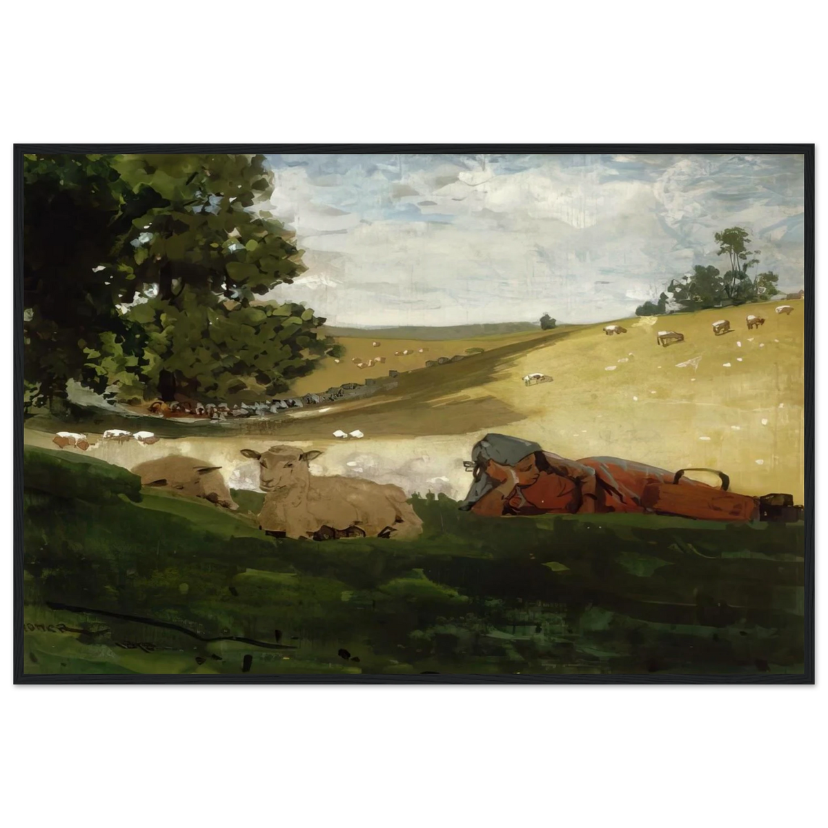 WARM AFTERNOON SHEPHERDESS Framed Poster | Winslow Homer Framed Prints Wall Art | Winslow Homer Store