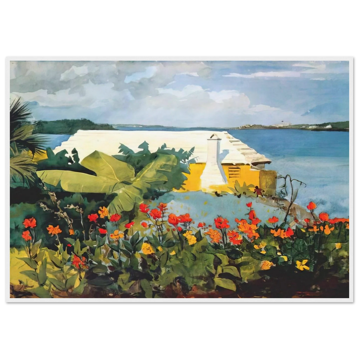 FLOWER GARDEN AND BUNGALOW BERMUDA Framed Poster | Winslow Homer Framed Prints Wall Art | Winslow Homer Store
