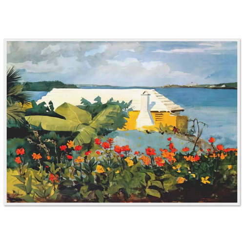 FLOWER GARDEN AND BUNGALOW BERMUDA Framed Poster | Winslow Homer Framed Prints Wall Art | Winslow Homer Store