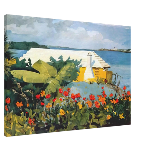 FLOWER GARDEN AND BUNGALOW BERMUDA Canvas | Winslow Homer Canvas | Winslow Homer Store