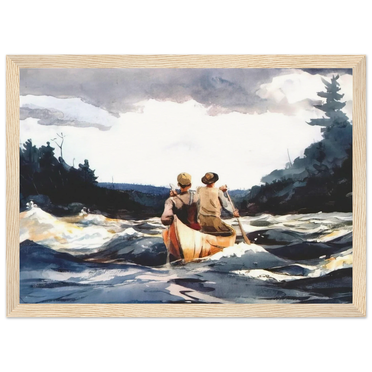 CANOE IN THE RAPIDS Framed Poster | Winslow Homer Framed Prints Wall Art | Winslow Homer Store