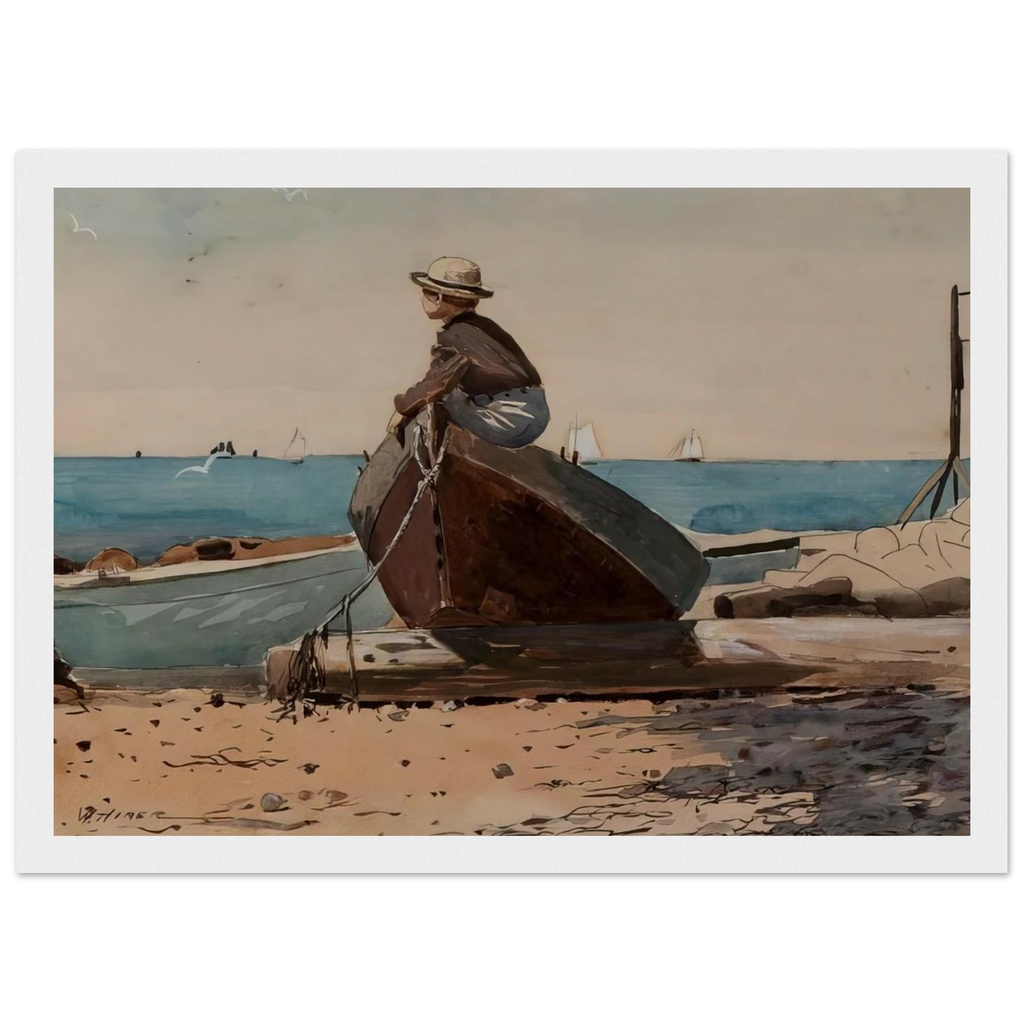WAITING FOR DAD Framed Poster | Winslow Homer Framed Prints Wall Art | Winslow Homer Store