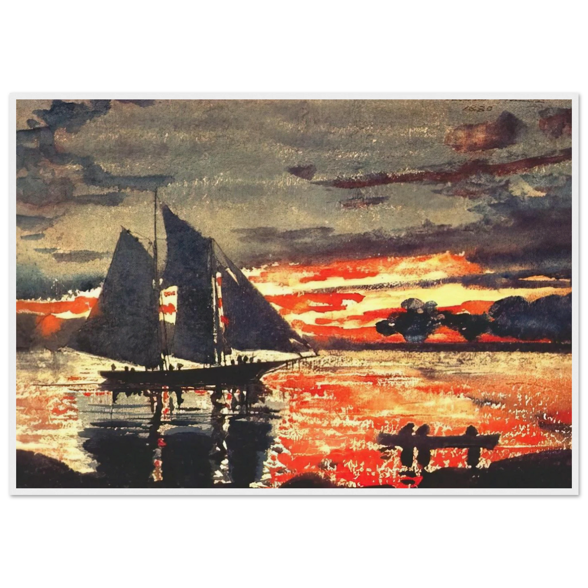 SUNSET FIRES Framed Poster | Winslow Homer Framed Prints Wall Art | Winslow Homer Store