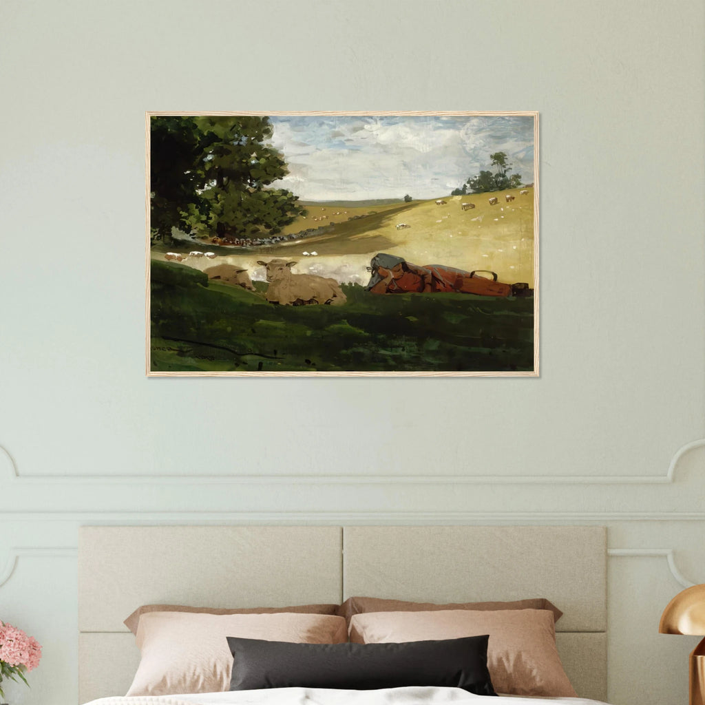 WARM AFTERNOON SHEPHERDESS Framed Poster | Winslow Homer Framed Prints Wall Art | Winslow Homer Store