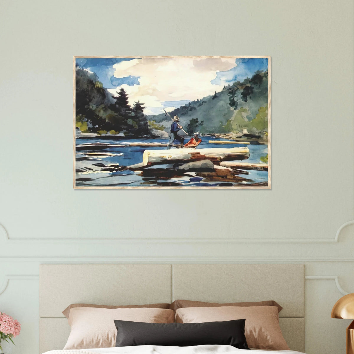 HUDSON RIVER LOGGING Framed Poster | Winslow Homer Framed Prints Wall Art | Winslow Homer Store