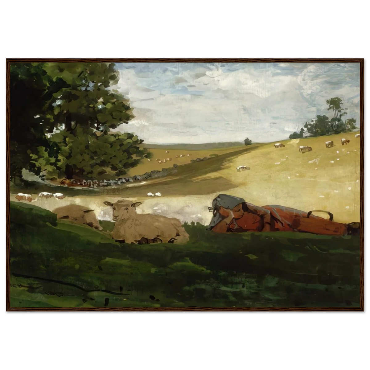 WARM AFTERNOON SHEPHERDESS Framed Poster | Winslow Homer Framed Prints Wall Art | Winslow Homer Store