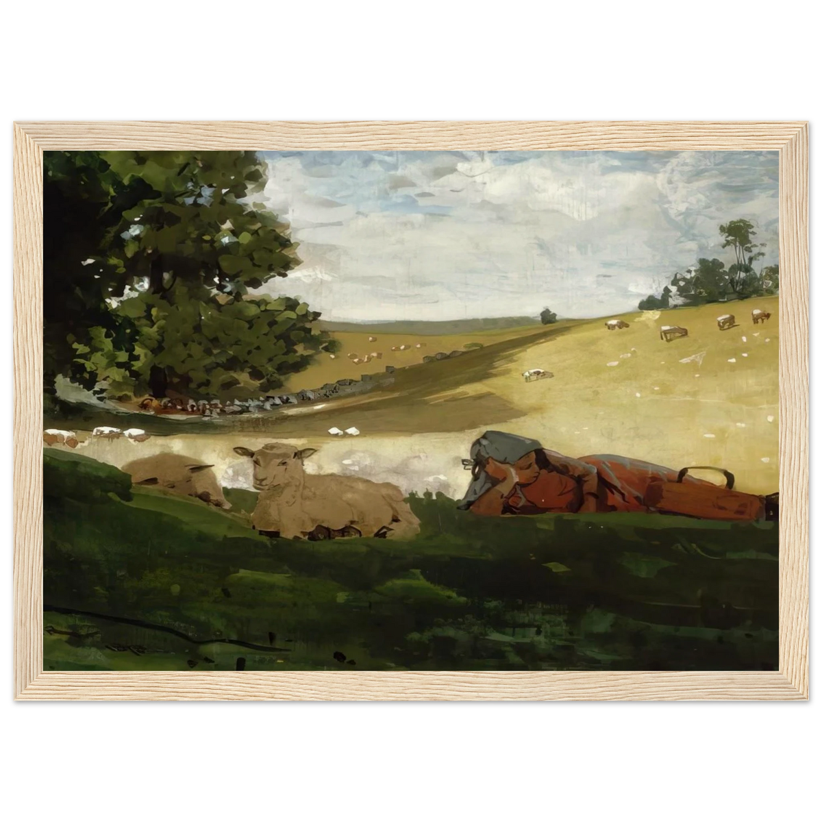 WARM AFTERNOON SHEPHERDESS Framed Poster | Winslow Homer Framed Prints Wall Art | Winslow Homer Store