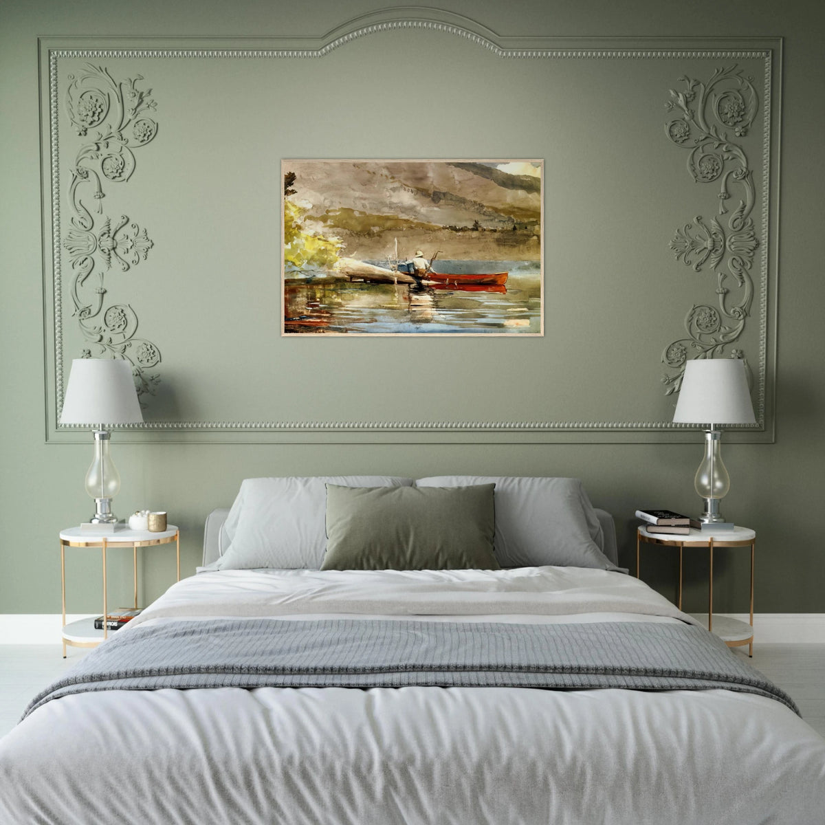 THE RED CANOE 1884 Framed Poster | Winslow Homer Framed Prints Wall Art | Winslow Homer Store