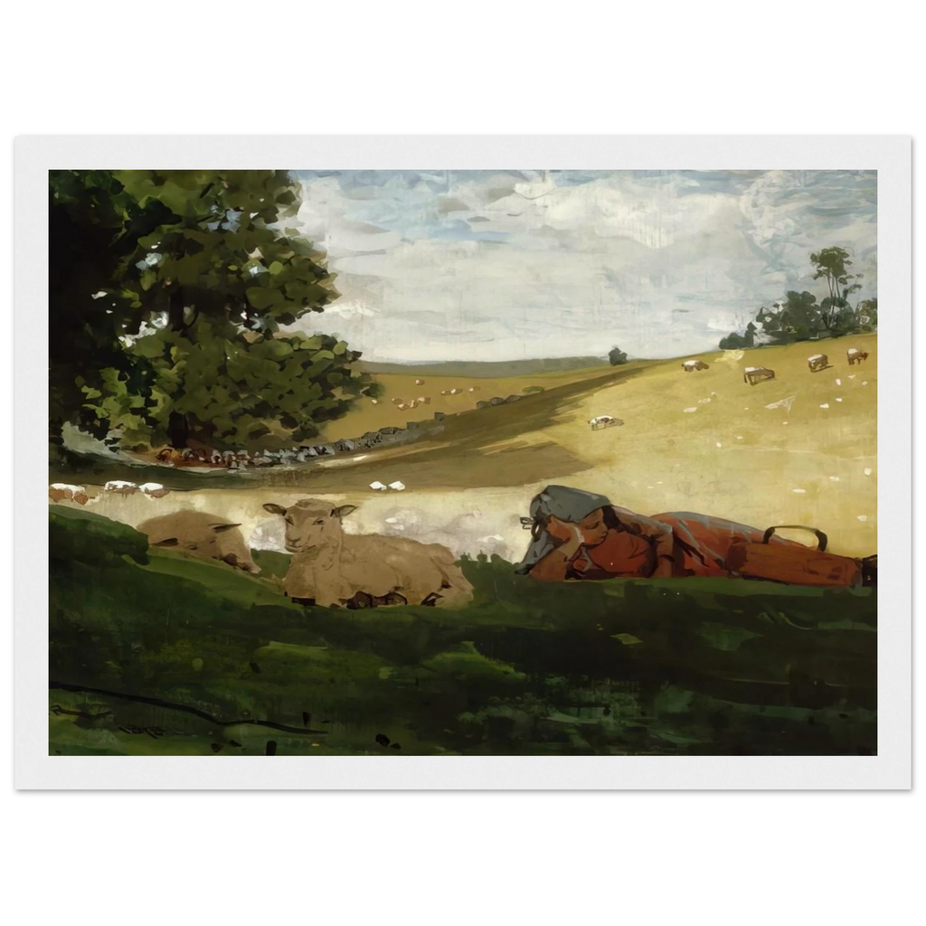 WARM AFTERNOON SHEPHERDESS Framed Poster | Winslow Homer Framed Prints Wall Art | Winslow Homer Store