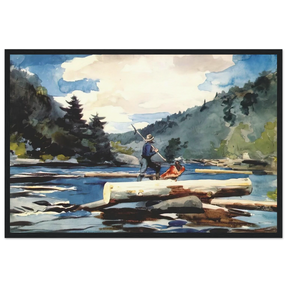 HUDSON RIVER LOGGING Framed Poster | Winslow Homer Framed Prints Wall Art | Winslow Homer Store
