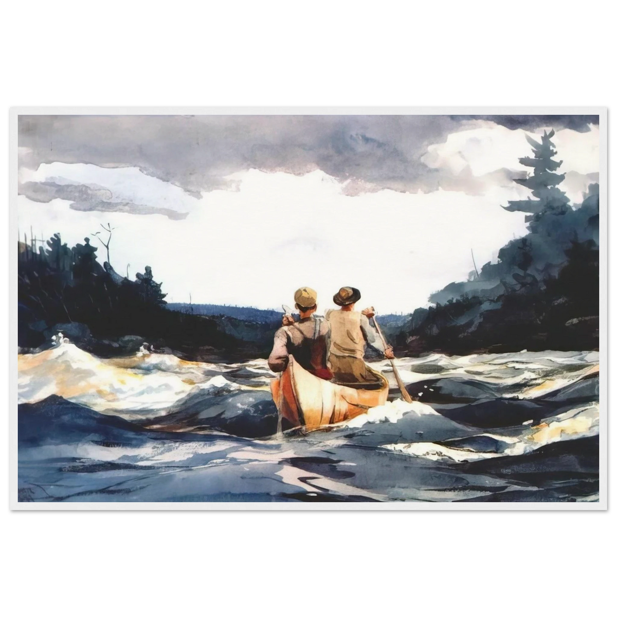 CANOE IN THE RAPIDS Framed Poster | Winslow Homer Framed Prints Wall Art | Winslow Homer Store
