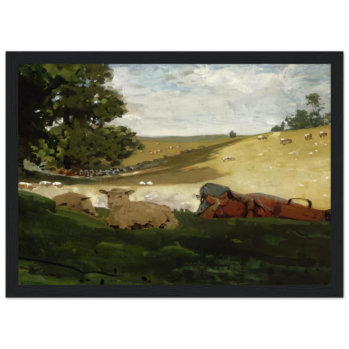 WARM AFTERNOON SHEPHERDESS Framed Poster | Winslow Homer Framed Prints Wall Art | Winslow Homer Store