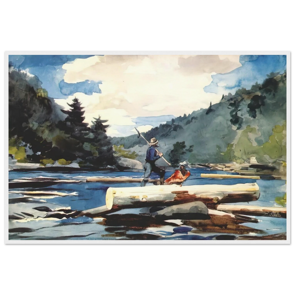 HUDSON RIVER LOGGING Framed Poster | Winslow Homer Framed Prints Wall Art | Winslow Homer Store