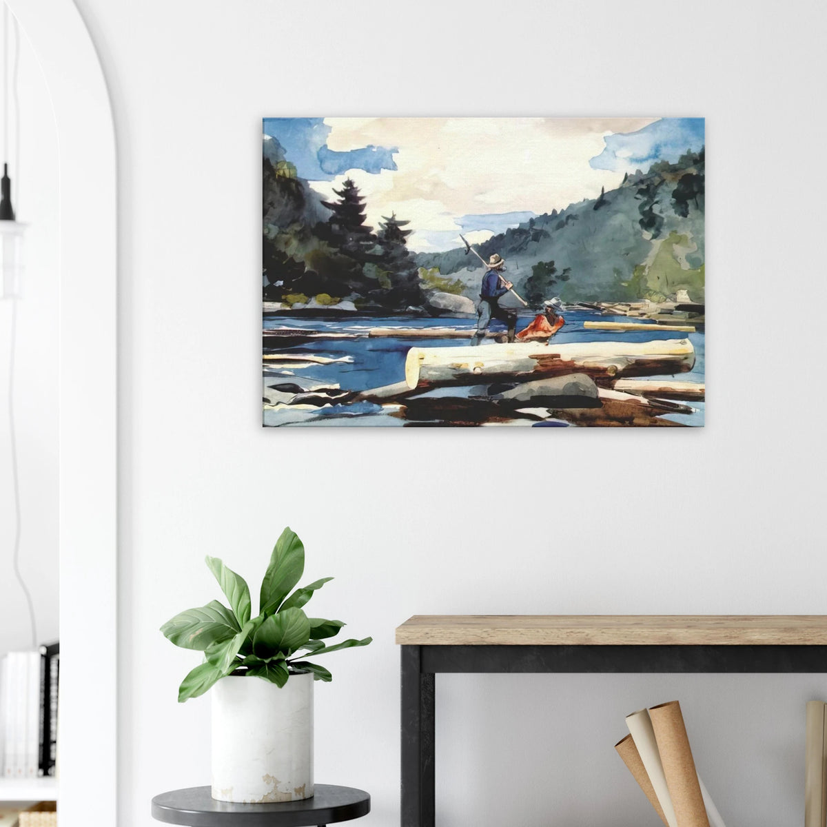 HUDSON RIVER LOGGING Canvas | Winslow Homer Canvas | Winslow Homer Store