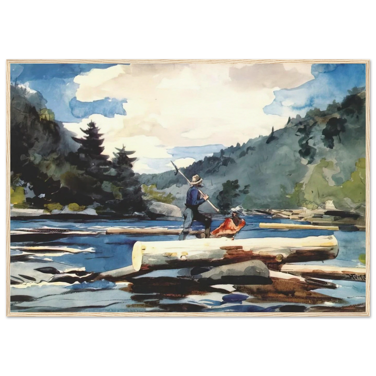 HUDSON RIVER LOGGING Framed Poster | Winslow Homer Framed Prints Wall Art | Winslow Homer Store