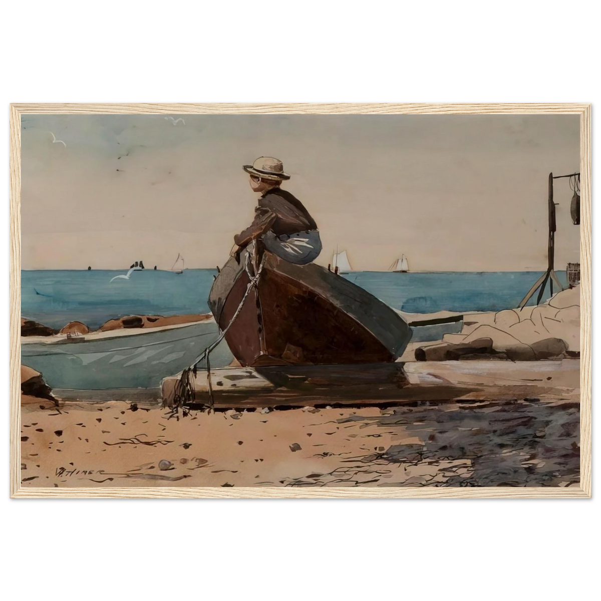 WAITING FOR DAD Framed Poster | Winslow Homer Framed Prints Wall Art | Winslow Homer Store