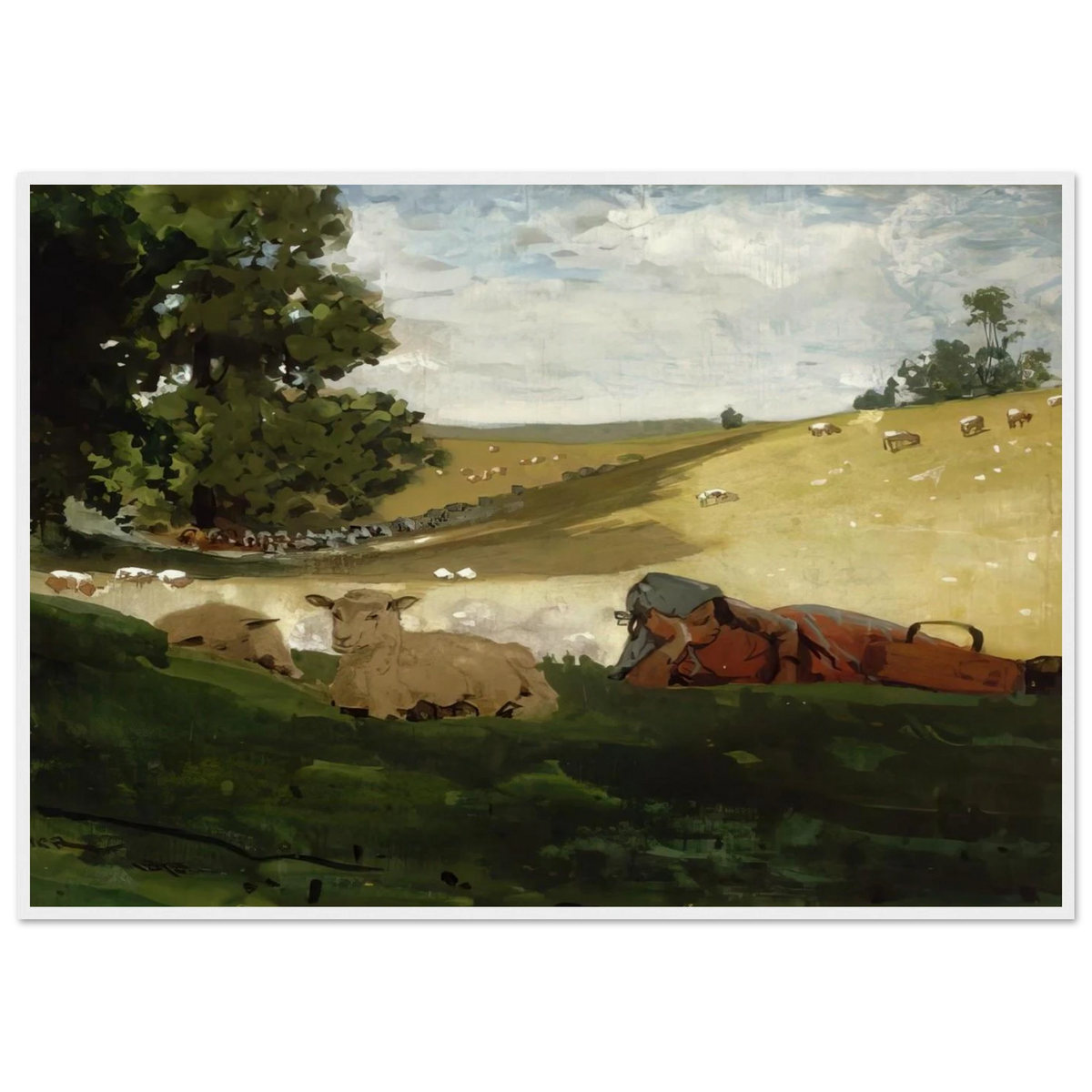 WARM AFTERNOON SHEPHERDESS Framed Poster | Winslow Homer Framed Prints Wall Art | Winslow Homer Store
