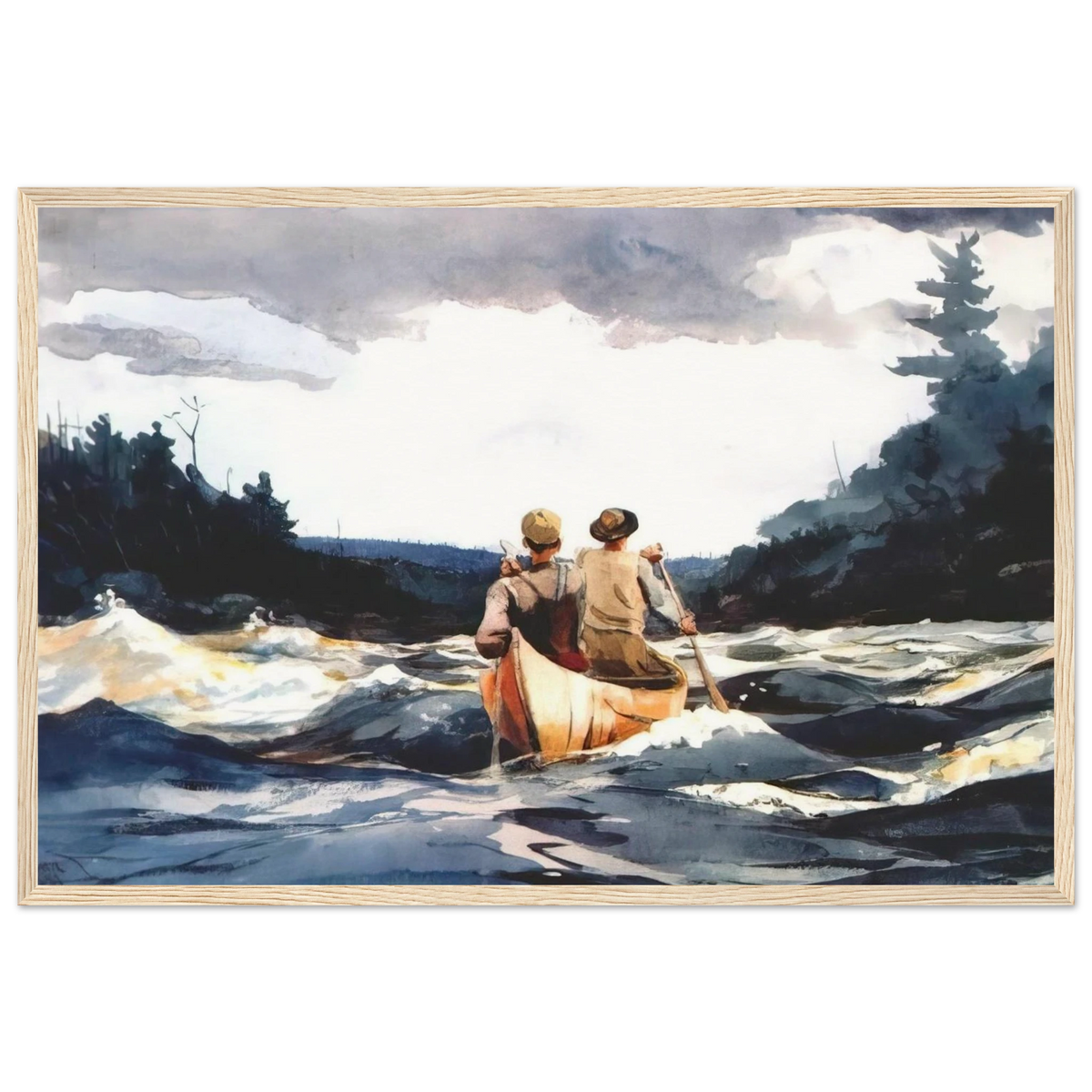 CANOE IN THE RAPIDS Framed Poster | Winslow Homer Framed Prints Wall Art | Winslow Homer Store