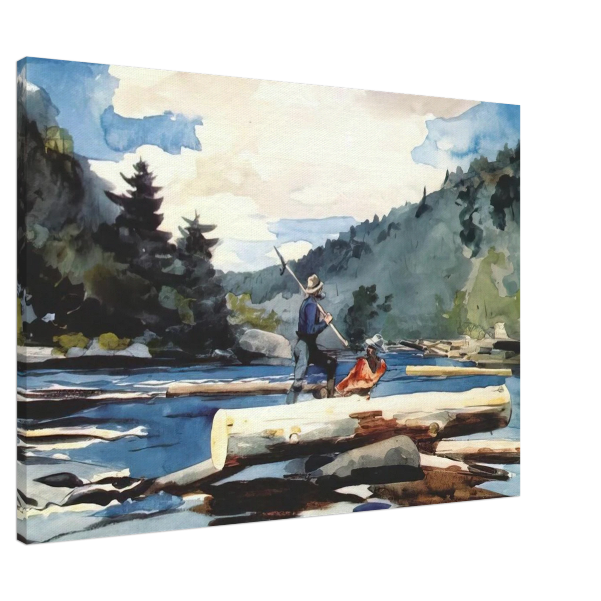 HUDSON RIVER LOGGING Canvas | Winslow Homer Canvas | Winslow Homer Store