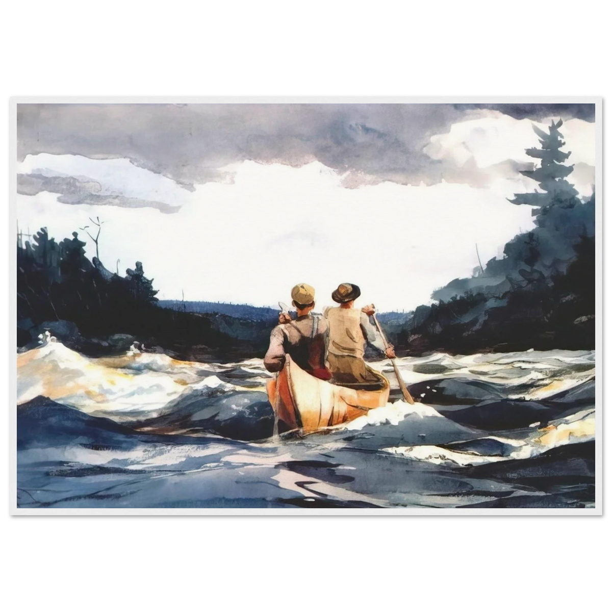 CANOE IN THE RAPIDS Framed Poster | Winslow Homer Framed Prints Wall Art | Winslow Homer Store