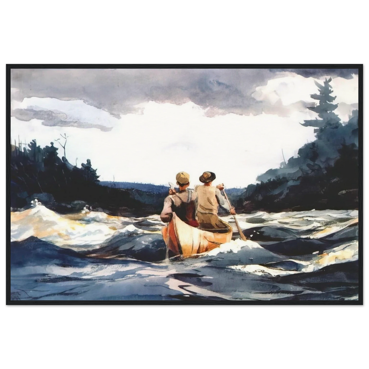 CANOE IN THE RAPIDS Framed Poster | Winslow Homer Framed Prints Wall Art | Winslow Homer Store