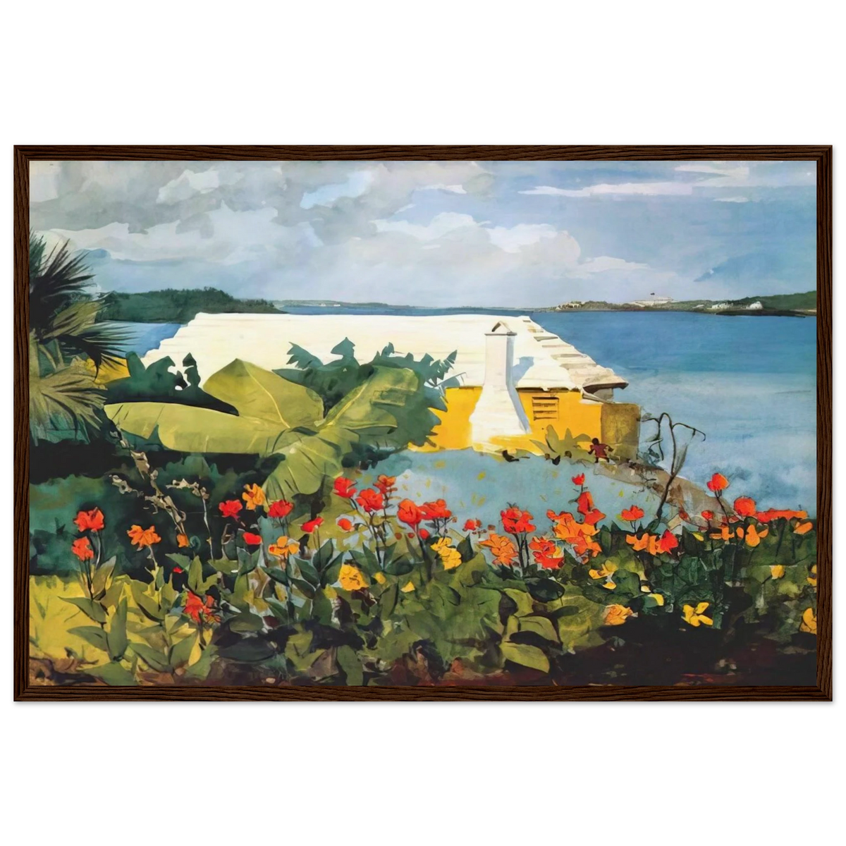 FLOWER GARDEN AND BUNGALOW BERMUDA Framed Poster | Winslow Homer Framed Prints Wall Art | Winslow Homer Store