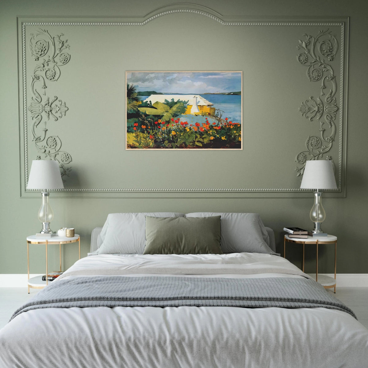 FLOWER GARDEN AND BUNGALOW BERMUDA Framed Poster | Winslow Homer Framed Prints Wall Art | Winslow Homer Store
