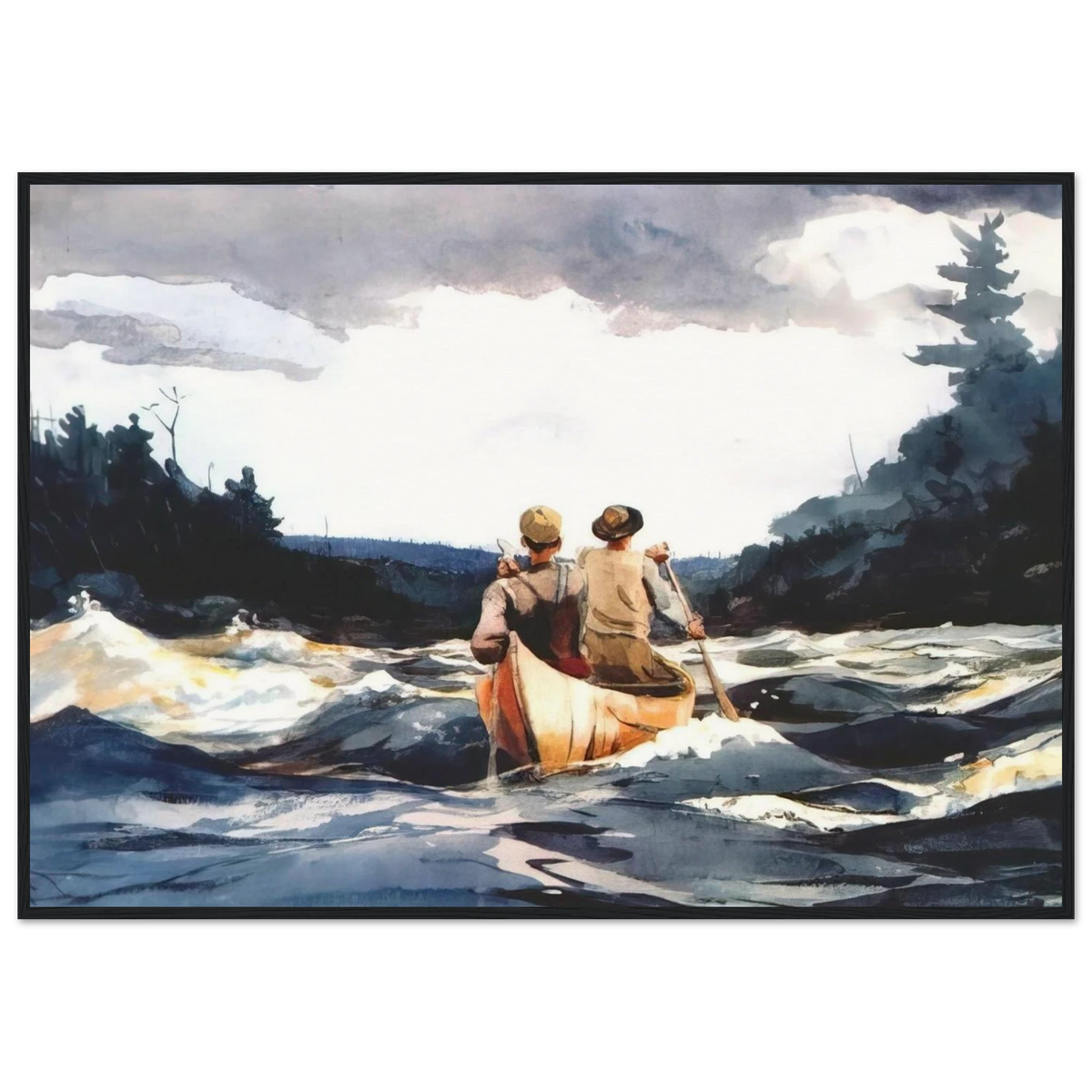 CANOE IN THE RAPIDS Framed Poster | Winslow Homer Framed Prints Wall Art | Winslow Homer Store