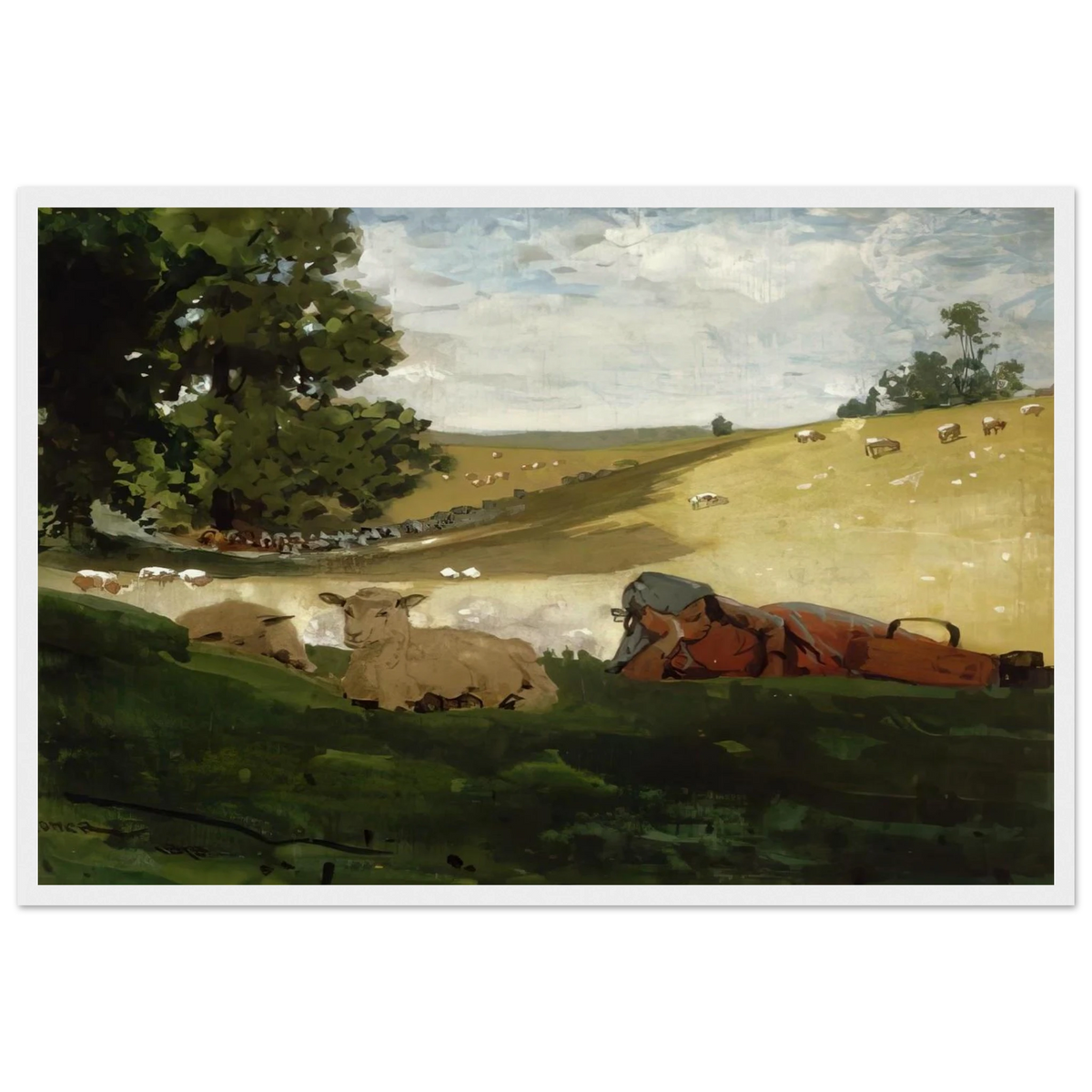 WARM AFTERNOON SHEPHERDESS Framed Poster | Winslow Homer Framed Prints Wall Art | Winslow Homer Store