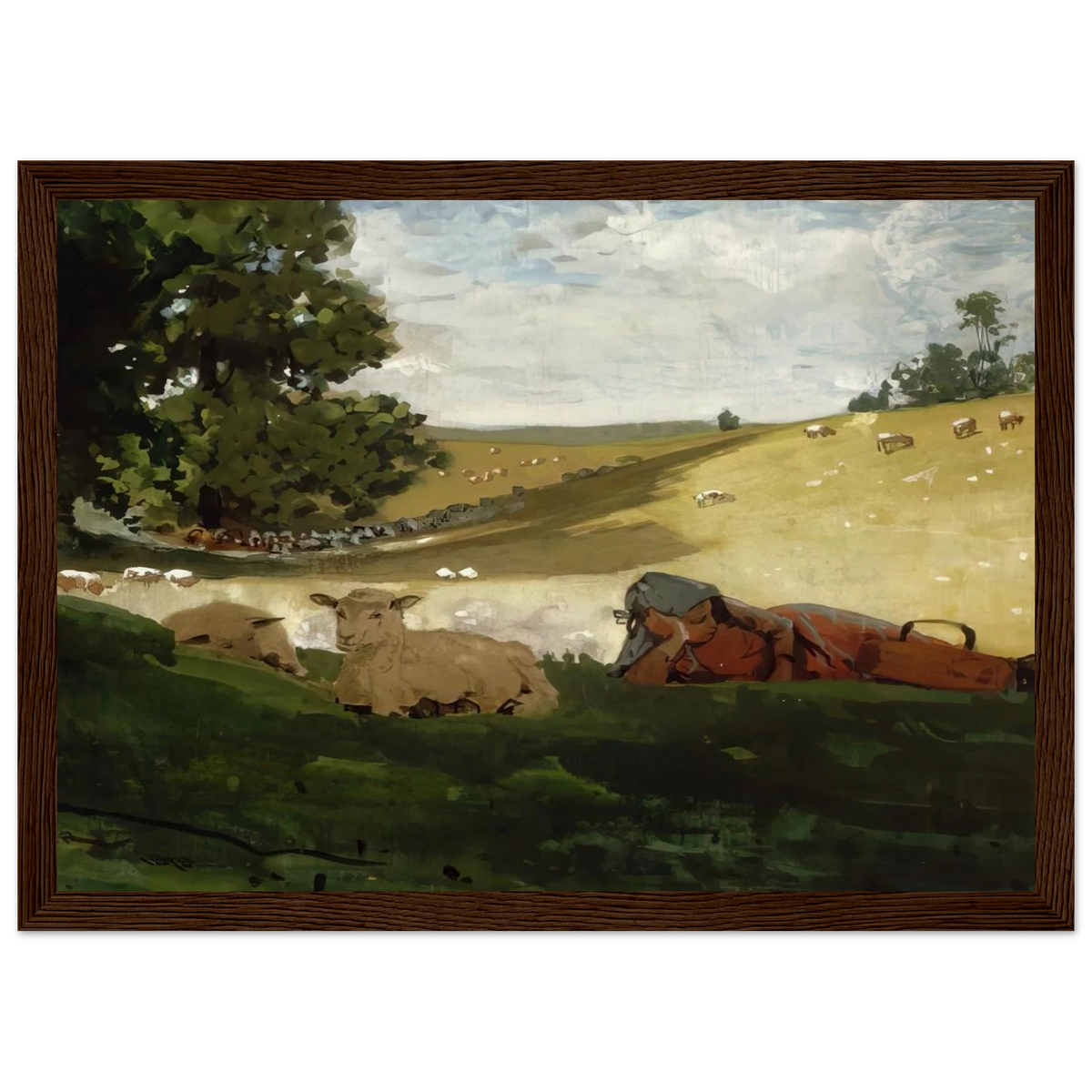 WARM AFTERNOON SHEPHERDESS Framed Poster | Winslow Homer Framed Prints Wall Art | Winslow Homer Store
