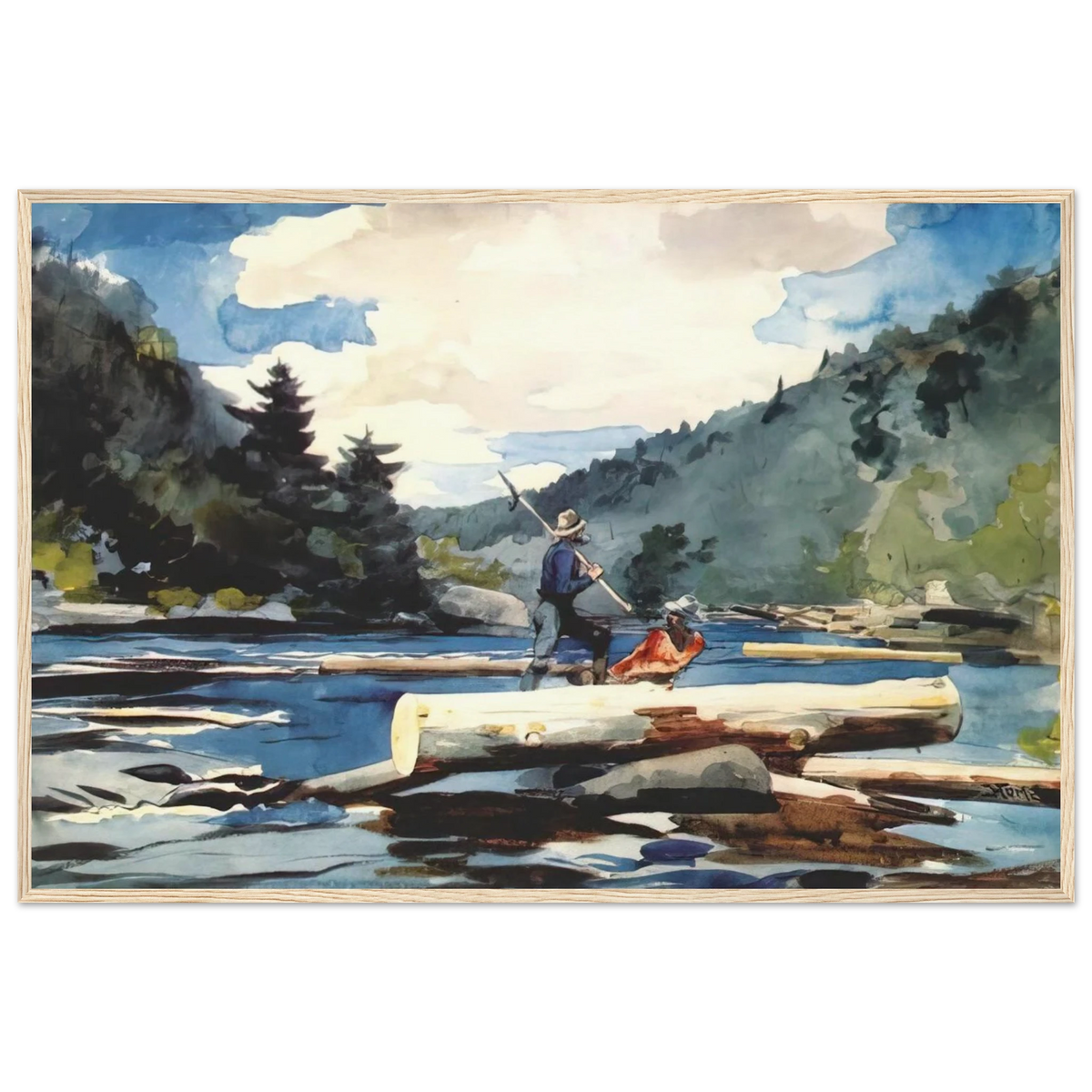 HUDSON RIVER LOGGING Framed Poster | Winslow Homer Framed Prints Wall Art | Winslow Homer Store