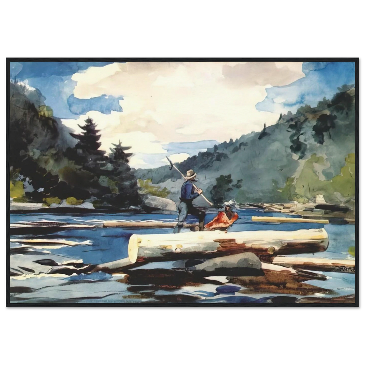 HUDSON RIVER LOGGING Framed Poster | Winslow Homer Framed Prints Wall Art | Winslow Homer Store