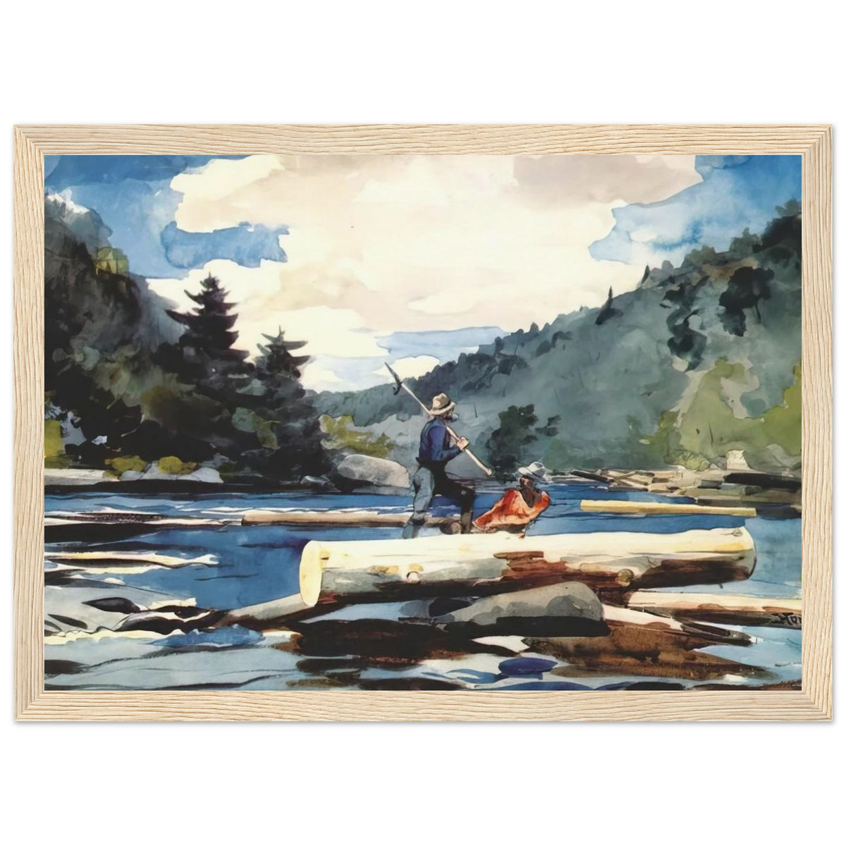 HUDSON RIVER LOGGING Framed Poster | Winslow Homer Framed Prints Wall Art | Winslow Homer Store
