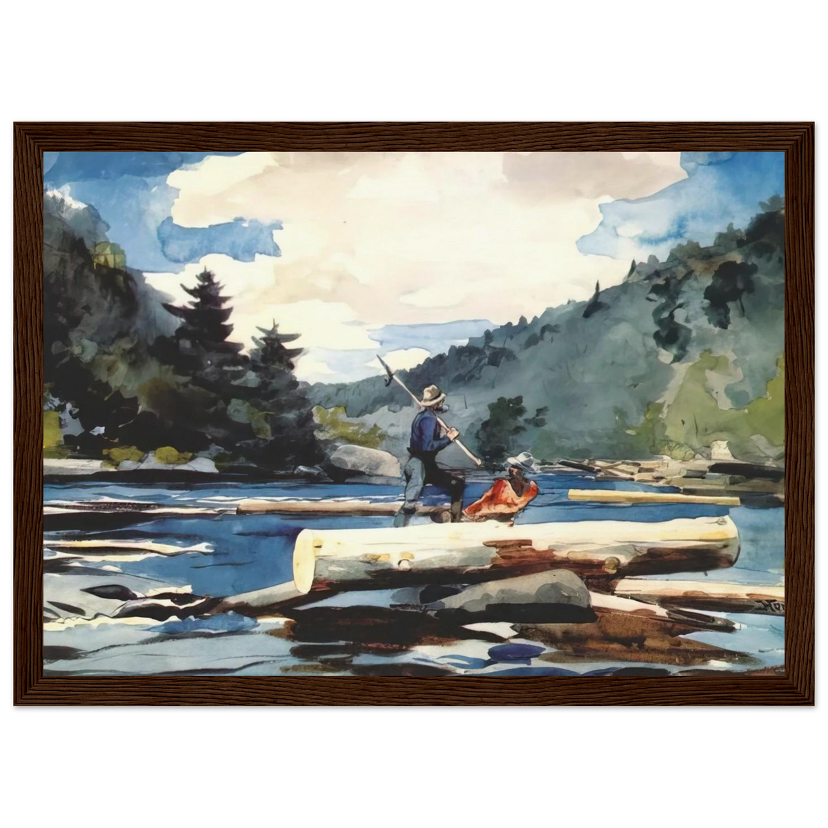 HUDSON RIVER LOGGING Framed Poster | Winslow Homer Framed Prints Wall Art | Winslow Homer Store