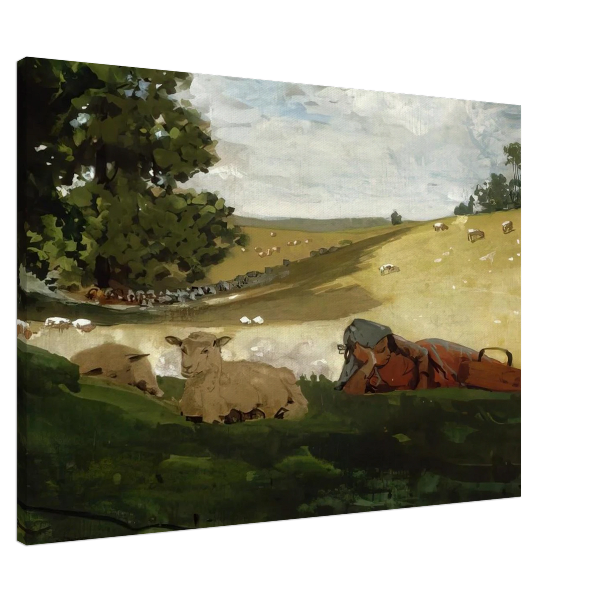 WARM AFTERNOON SHEPHERDESS Canvas | Winslow Homer Canvas | Winslow Homer Store