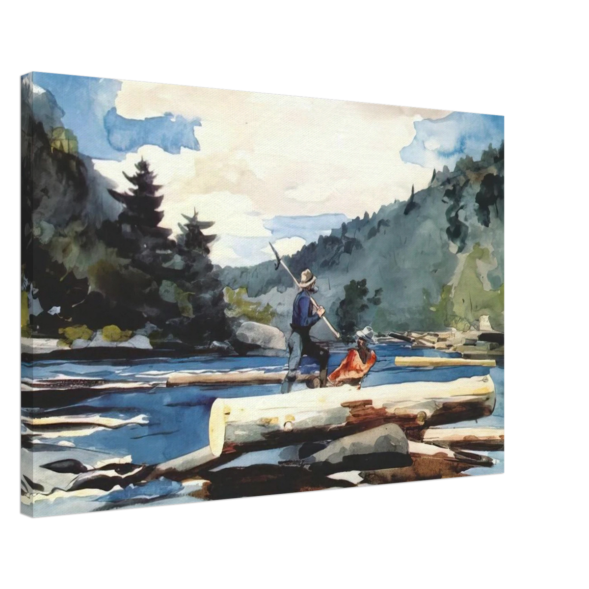 HUDSON RIVER LOGGING Canvas | Winslow Homer Canvas | Winslow Homer Store