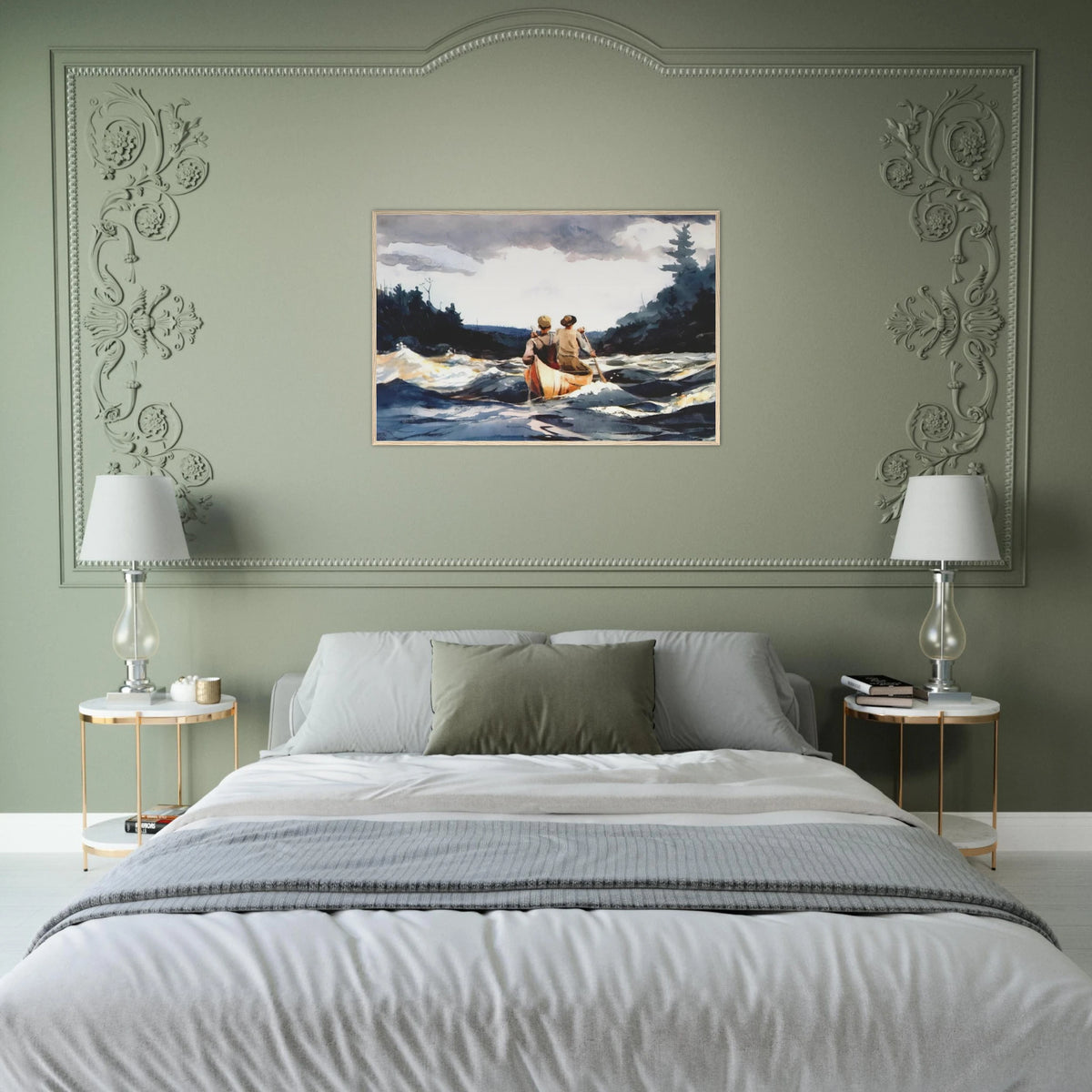CANOE IN THE RAPIDS Framed Poster | Winslow Homer Framed Prints Wall Art | Winslow Homer Store