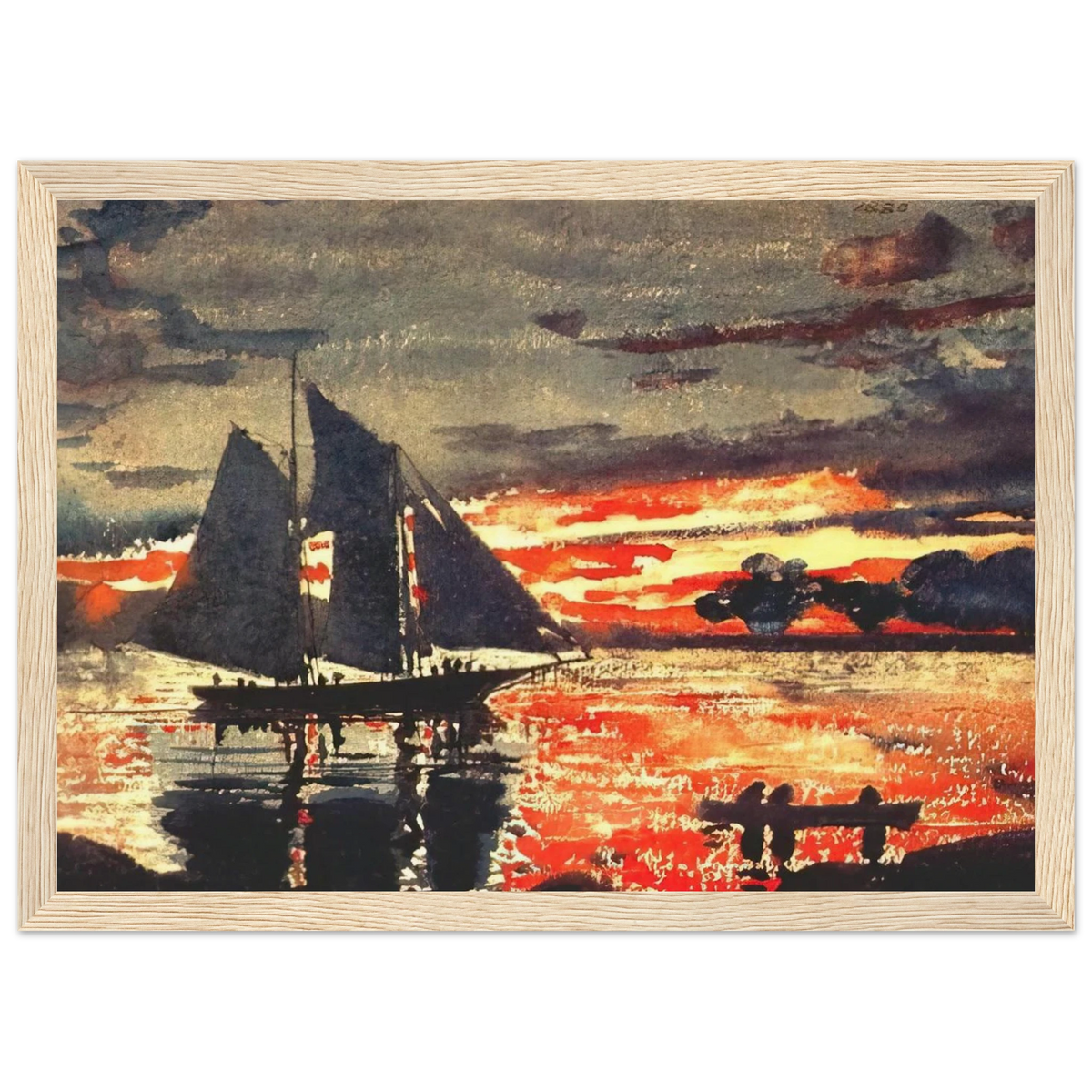 SUNSET FIRES Framed Poster | Winslow Homer Framed Prints Wall Art | Winslow Homer Store