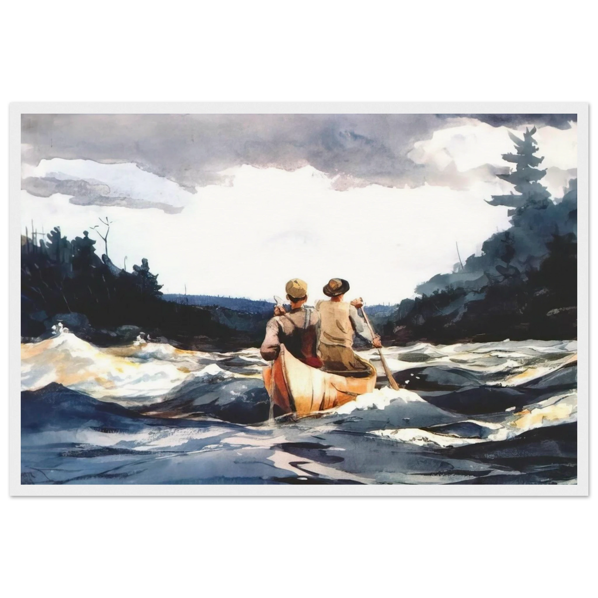 CANOE IN THE RAPIDS Framed Poster | Winslow Homer Framed Prints Wall Art | Winslow Homer Store