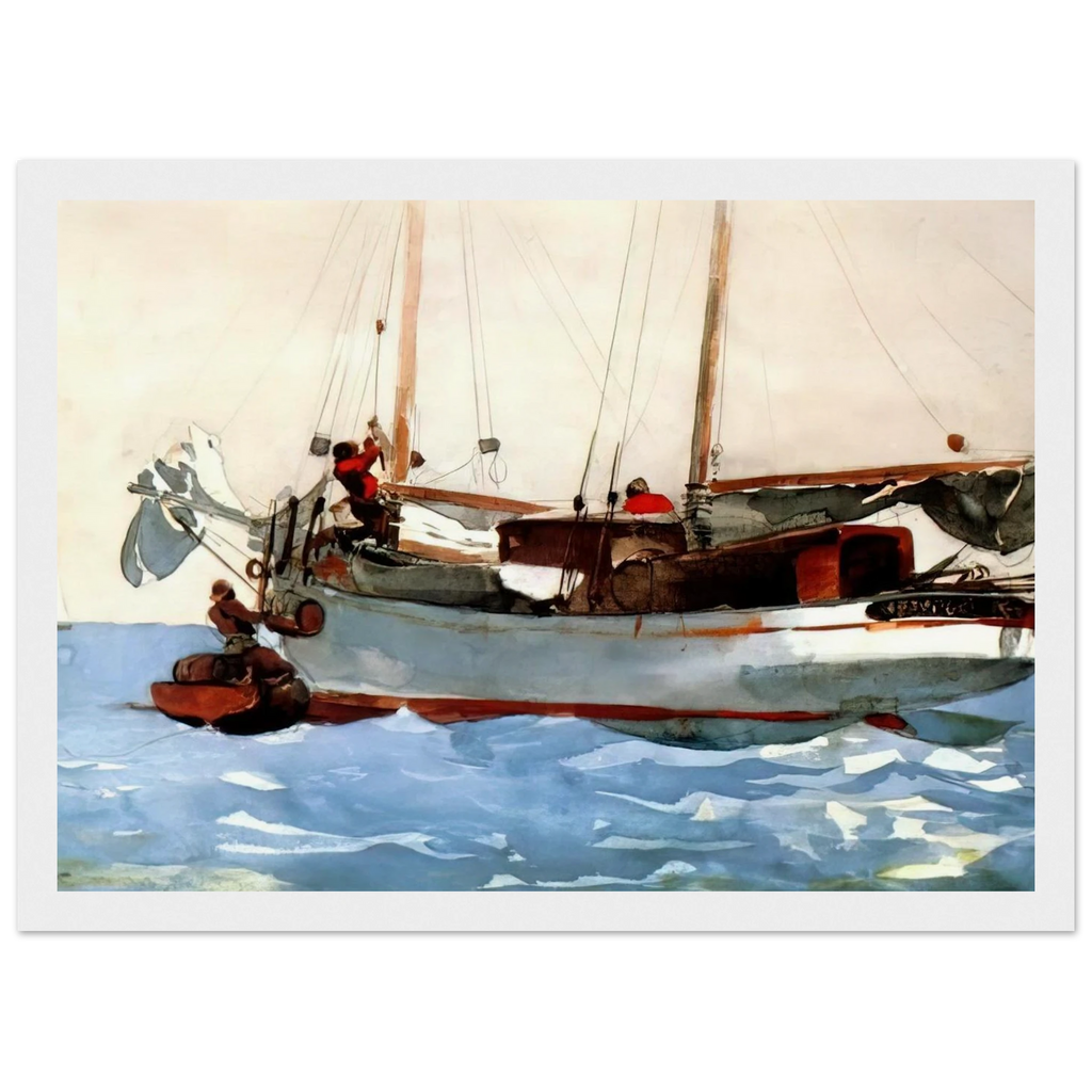 TAKING ON WET PROVISIONS Framed Poster | Winslow Homer Framed Prints Wall Art | Winslow Homer Store