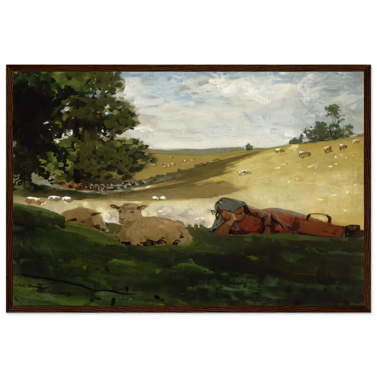WARM AFTERNOON SHEPHERDESS Framed Poster | Winslow Homer Framed Prints Wall Art | Winslow Homer Store