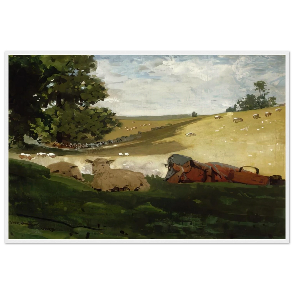 WARM AFTERNOON SHEPHERDESS Framed Poster | Winslow Homer Framed Prints Wall Art | Winslow Homer Store