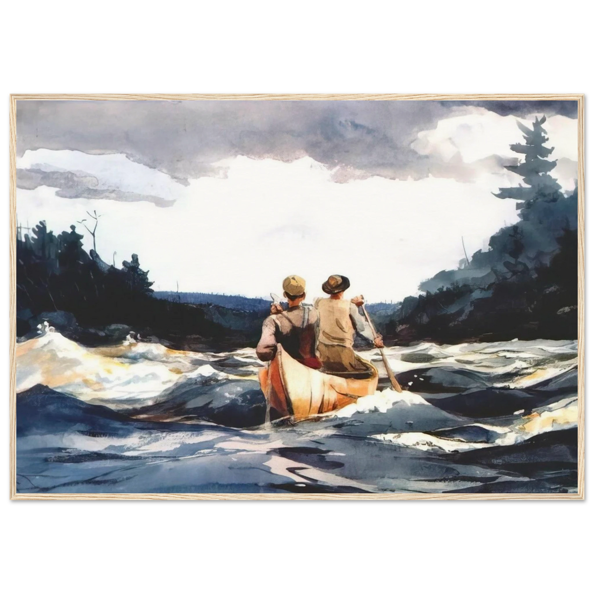 CANOE IN THE RAPIDS Framed Poster | Winslow Homer Framed Prints Wall Art | Winslow Homer Store
