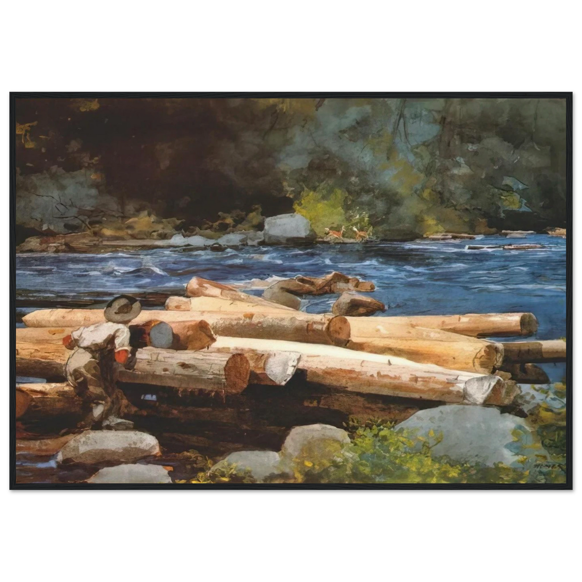 HUDSON RIVER Framed Poster | Winslow Homer Framed Prints Wall Art | Winslow Homer Store