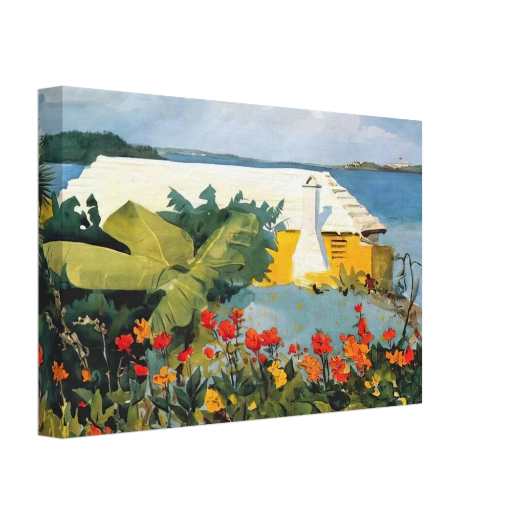 FLOWER GARDEN AND BUNGALOW BERMUDA Canvas | Winslow Homer Canvas | Winslow Homer Store